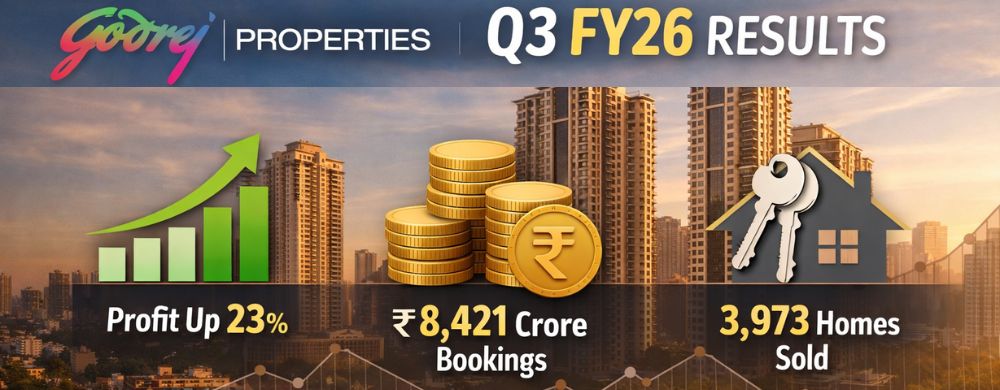 Godrej Properties Q3 FY26: Profit Rises 23% on Strong Sales Momentum